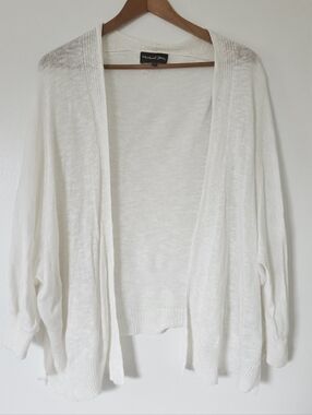 Michael Stars Womens Cardigan L Coastal Dolman Open Lightweight Linen Cotton